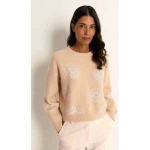 CLAUDIA BY CLAUDIA STRÄTER gebloemde trui beige gebreid