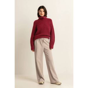 Expresso wide leg high waist gestreepte casual broek zand met glitter