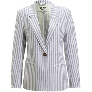 ONLY gestreepte rechtvallende blazer wit/ donkerblauw