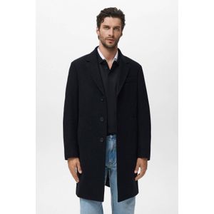 Mango Man manteljas met wol donkerblauw