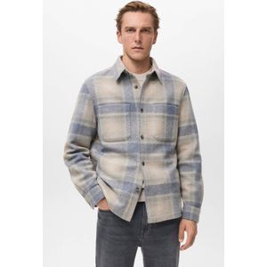 Mango Man geruit overshirt lichtblauw