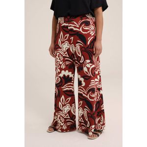 WE Fashion Curve wide leg broek met all over print rood/zwart/ecru