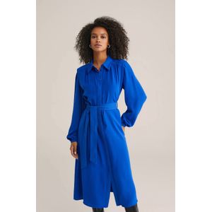 WE Fashion - Blousejurk - Blauw - Polyester - Rechte Mouwen