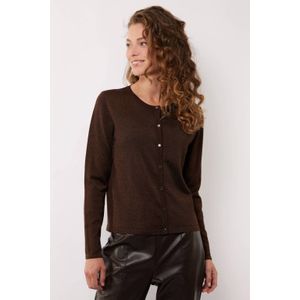 G-maxx gebreid vest donkerbruin