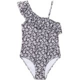 Mango Kids one schoulder badpak zwart/wit