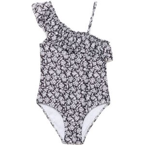 Mango Kids one schoulder badpak zwart/wit