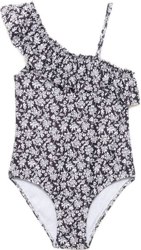 Mango Kids one schoulder badpak zwart/wit