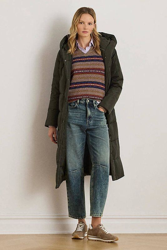 Lauren Ralph Lauren - Lange Donsjas - Kaki - Met Kap