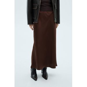 Mango midi rok donkerbruin