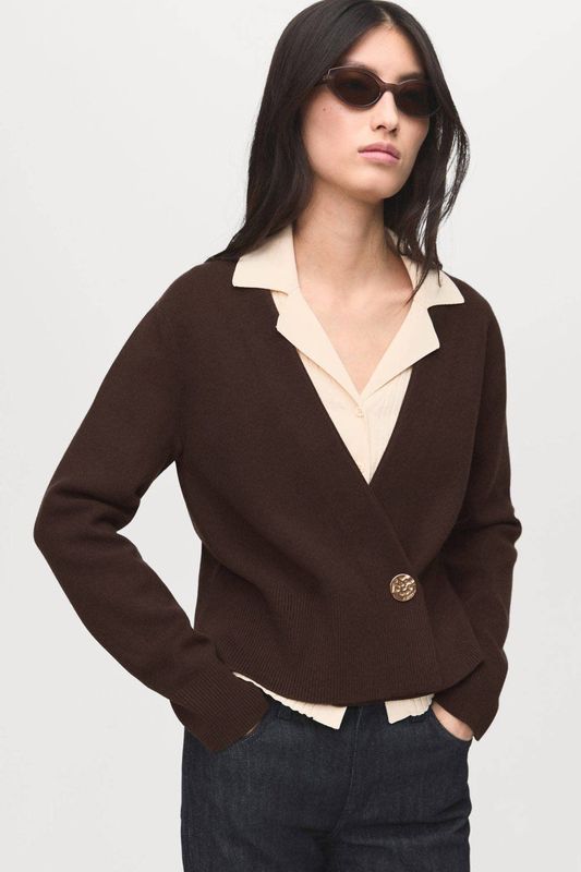 Mango - Cardigan - Donkerbruin - Vesten