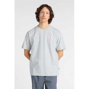 New Balance - T-shirt - Grijs/Blauw - Katoen - Regular Pasvorm
