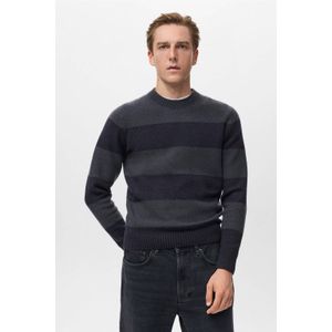 Mango Man gestreepte trui gebreid blauw