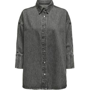 ONLY gestreepte denim blouse ONLGRACE grey denim