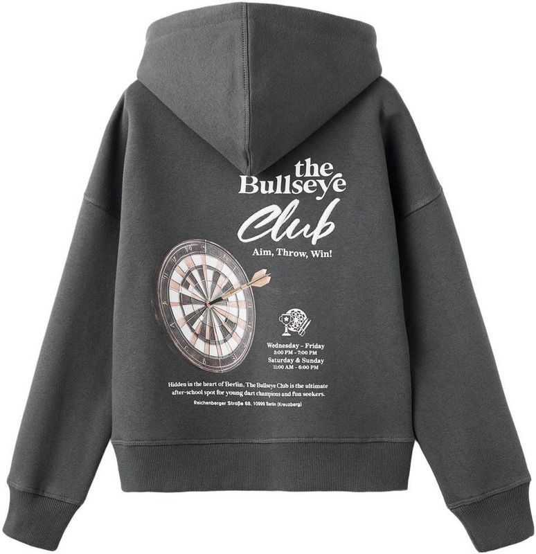 Mango Kids hoodie met backprint antraciet