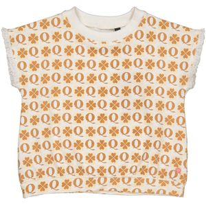 Quapi T-shirt met all over print wit/oranje