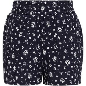 WE Fashion straight fit casual short met all over print donkerblauw
