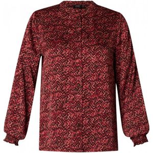 Yest blouse met all over print deep brown/multi col