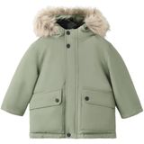 Mango Kids - Winterjas - Groen - Imitatiebontkraag