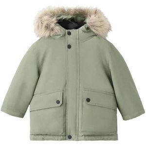Mango Kids - Winterjas - Groen - Imitatiebontkraag