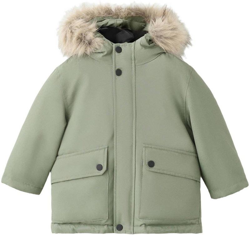 Mango Kids - Winterjas - Groen - Imitatiebontkraag