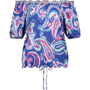 Tramontana off shoulder top met paisleyprint blauw/roze/ecru