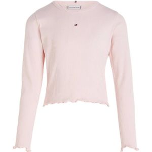 Tommy Hilfiger ribgebreide longsleeve met logo lichtroze