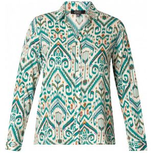 ES&SY blouse met all over print turquoise,ecru,oranje