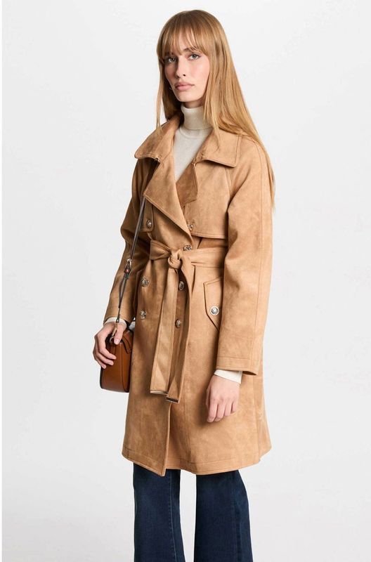 Morgan suede trenchcoat beige