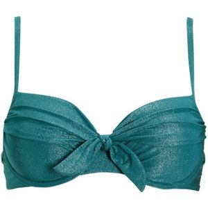 BEACHWAVE voorgevormde beugel bikinitop met goud lurex blauw