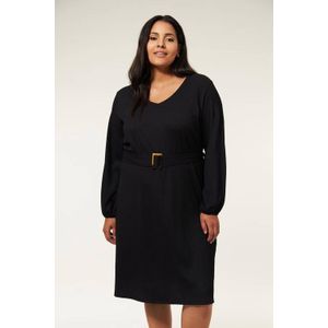 Miss Etam Plus jurk Ava dress PL met ceintuur zwart