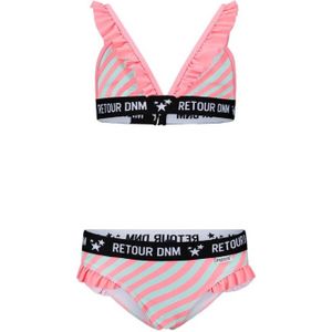 Retour Jeans triangel bikini Reanna met ruches roze/lichtblauw