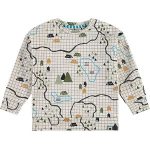 Stains&Stories longsleeve met all over print ecru/groen/blauw