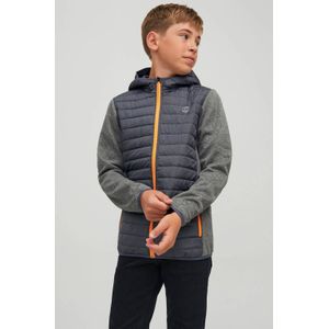 JACK & JONES JUNIOR gewatteerde jas JJEMULTI grijs/grijs melange