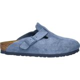 Birkenstock Boston suède clogs lichtblauw