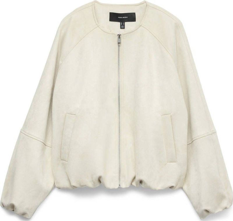 VERO MODA suede bomberjack lichtgrijs