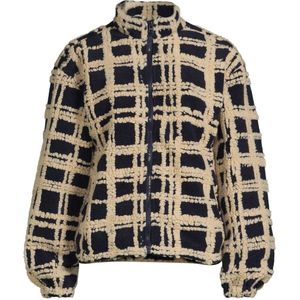 Another-Label geruite fleece jack Sara marine/ beige