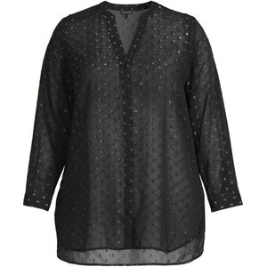 GREAT LOOKS blouse met zilveren all-over lurex print zwart/zilver
