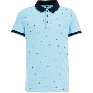 WE Fashion polo met all over print lichtblauw