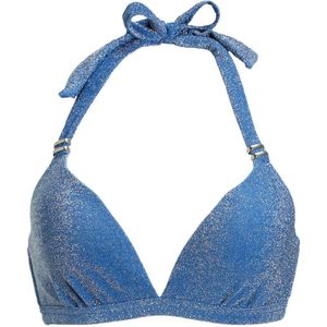 BEACHWAVE voorgevormde beugel bikinitop met lurex blauw