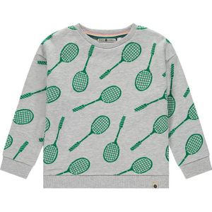 Stains&Stories sweater met all over print grijs/groen