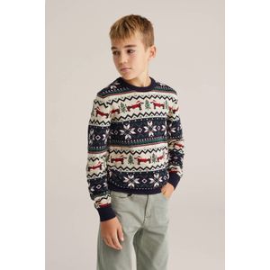 WE Fashion kersttrui donkerblauw