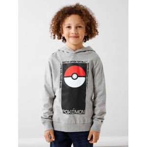NAME IT KIDS Pokemon hoodie NKMJALTE met printopdruk grijs melange