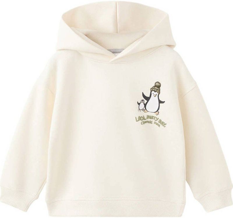 Mango Kids hoodie met backprint ecru