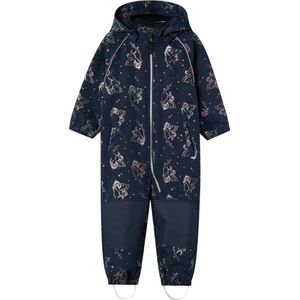 NAME IT MINI softshell buitenspeelpak met all over print donkerblauw/roze metallic