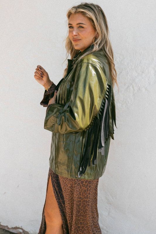 Bolina Island x Florine Hofstee imitatieleren jasje groen