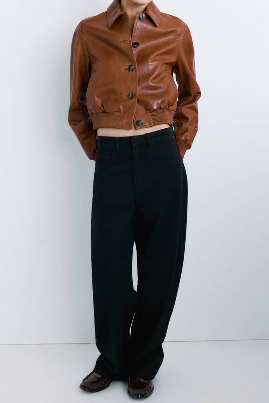 Mango low waist barrel jeans dark blue denim