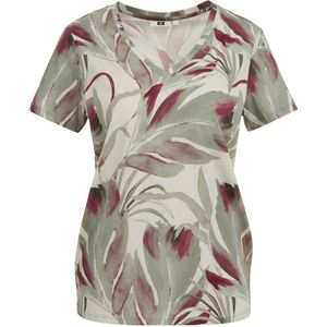 WE Fashion top met all over print groen/ecru