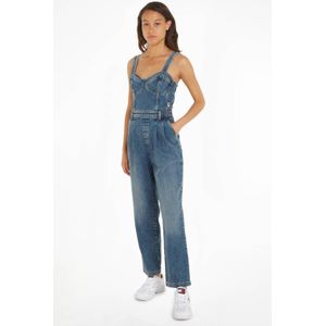 Tommy Jeans high waist straight fit tuinbroek medium blue denim