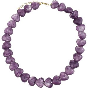 By Jam Gioielli gold plated ketting BJ18560 met kralen paars