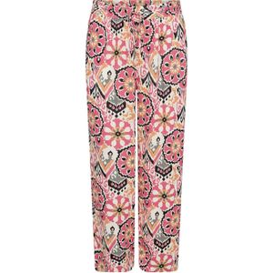 Wasabiconcept high waist wide leg pantalon met all over print roze/ecru/geel